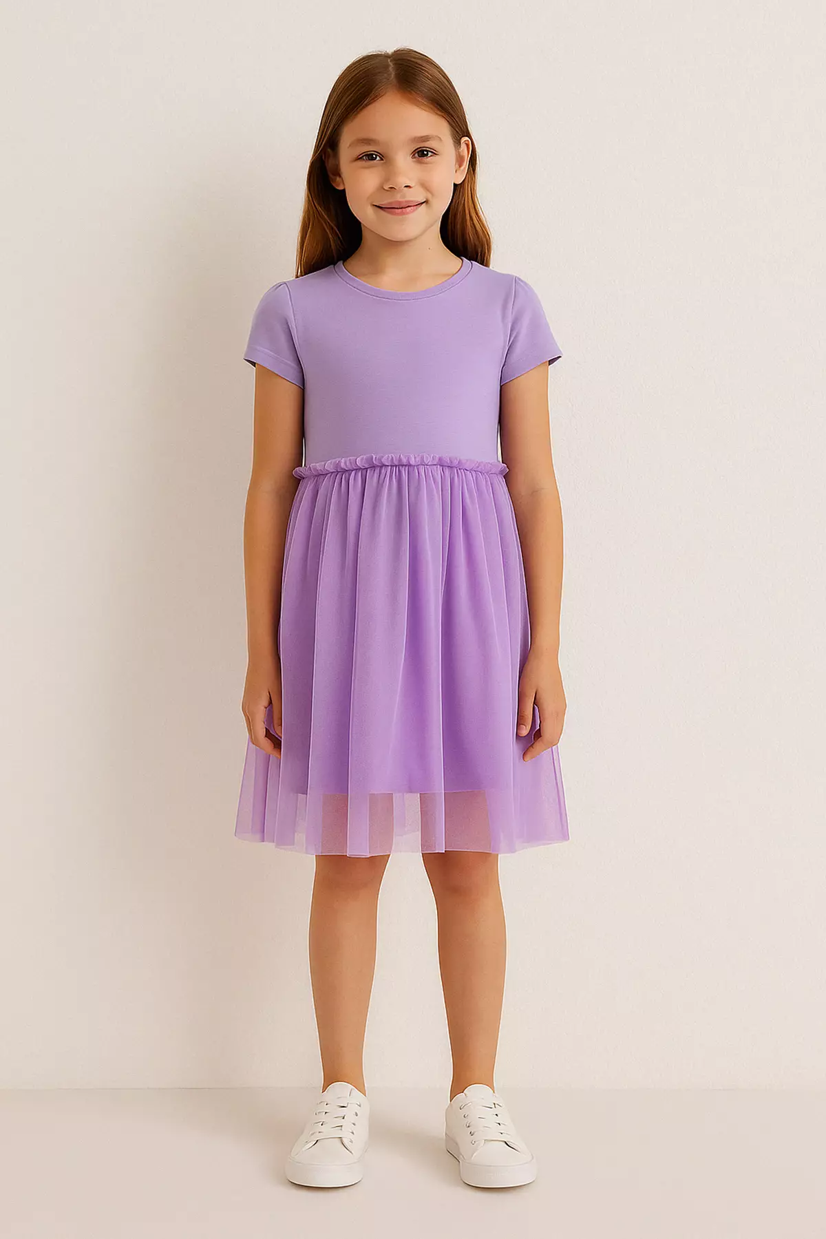 Buy Trendyol Lilac Cotton Girl's Basic Mini Tutu Woven Dress Eid