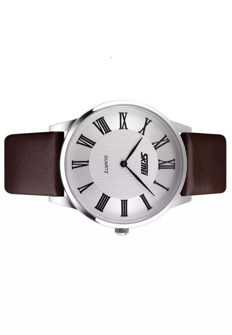 Jam Tangan Analog Pria Wristwatch Casual Waterproof Strap Tali Material PU Leather AD11 ORIGINAL