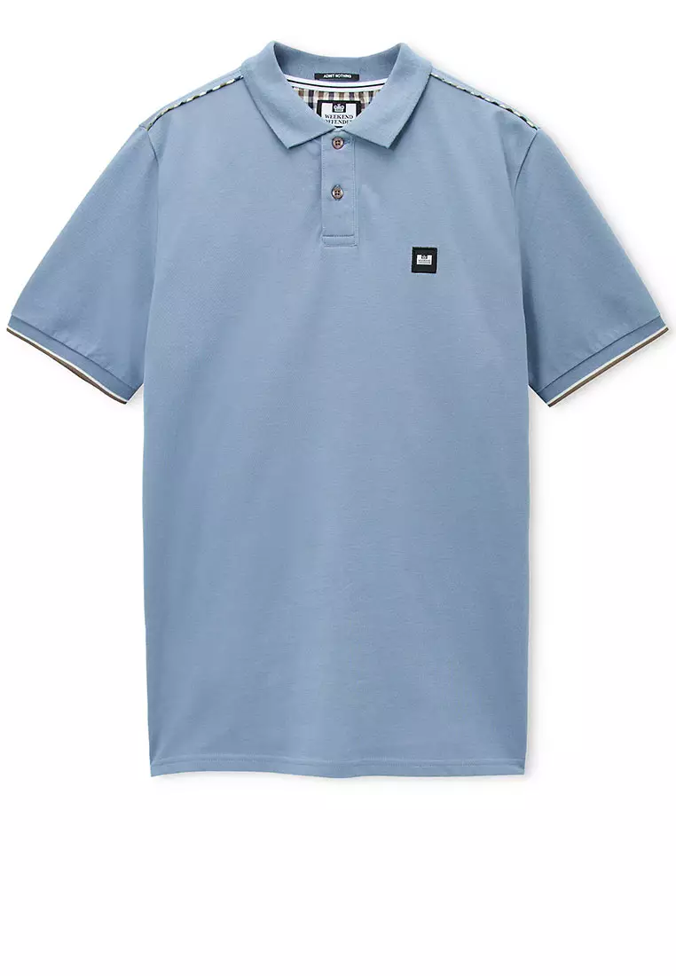MENS BLUE SHADOW SAKAI POLO WITH MID HOUSE CHECK PIPING