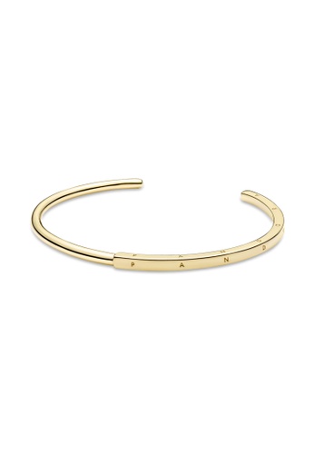 PANDORA gold Pandora Signature I-D Bangle with 14K Gold-Plated BADCAAC200226EGS_1