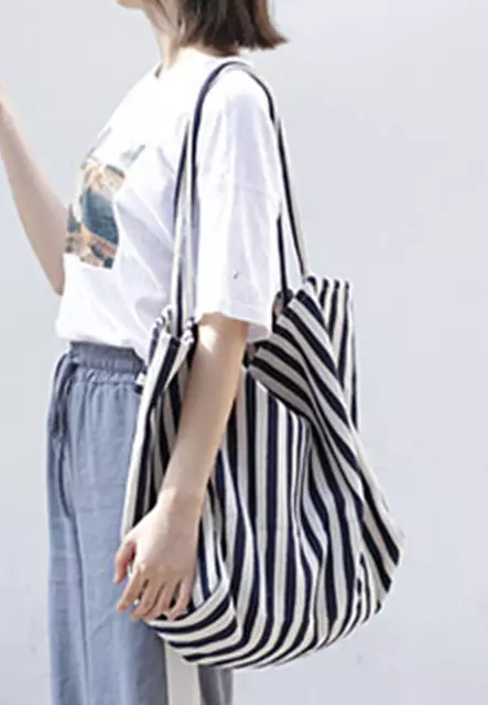 Simple Small Fresh Small Striped Canvas Bag Ca21051315BL