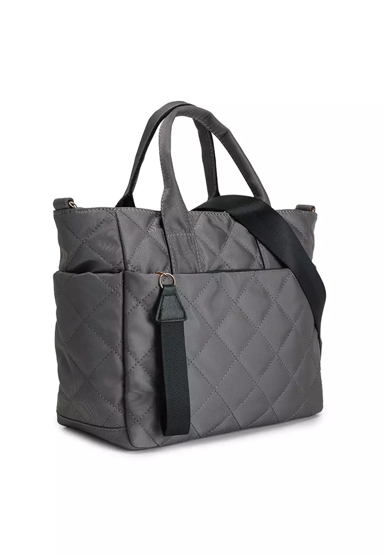 Quilted Nylon Convertible Top Handle Bag