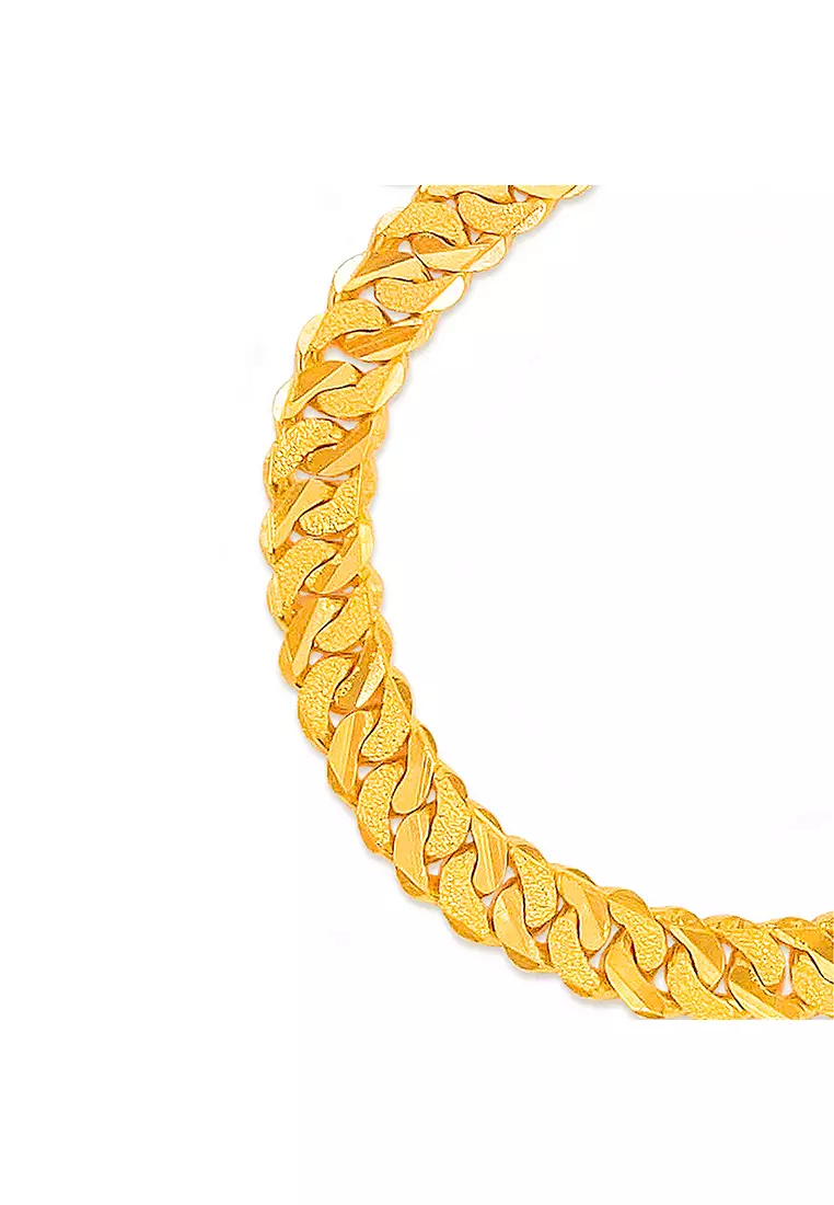 916/22K Gold Solid Sand Curb Bracelet T010 (5MM)
