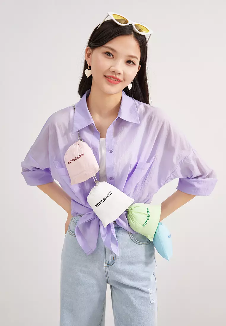 Loose Fit Semi Sheer Button Blouse