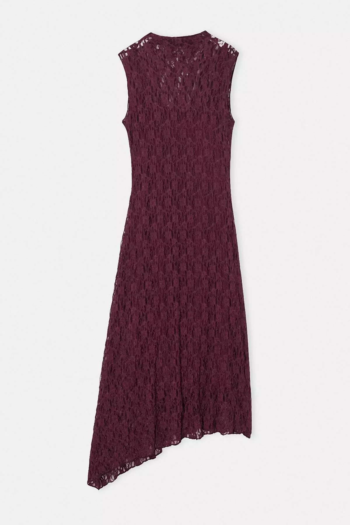 Plum Plain Asymmetrical Maxi Knitted Lace Plus Size Dress Tbbss26Ah00206