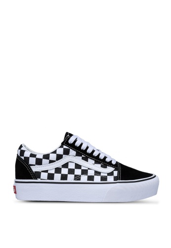 VANS black and white Old Skool Platform Checkerboard Sneakers 5991CSHFA6B54DGS_1