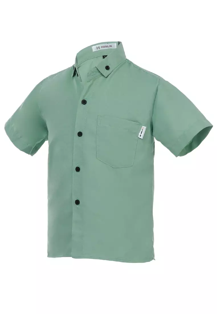 Juste Kemeja Formal Anak Laki-laki Lengan Pendek Motif Polos Kids Shirt Comportable Material Cotton ORIGINAL - Soft Green