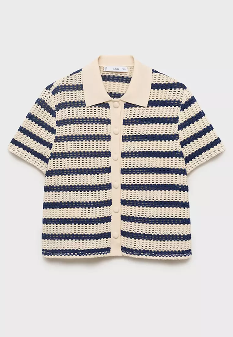Short Sleeve Striped Cardigan