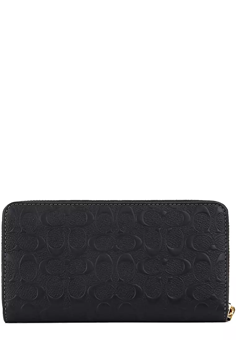 Buy Coach Boxed Long Zip Around Wallet In Signature Leather in Black