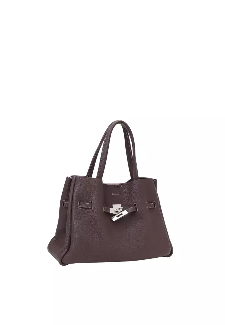 SAOIRSE Soft Structural Belt Tote Bag - Dark Brown