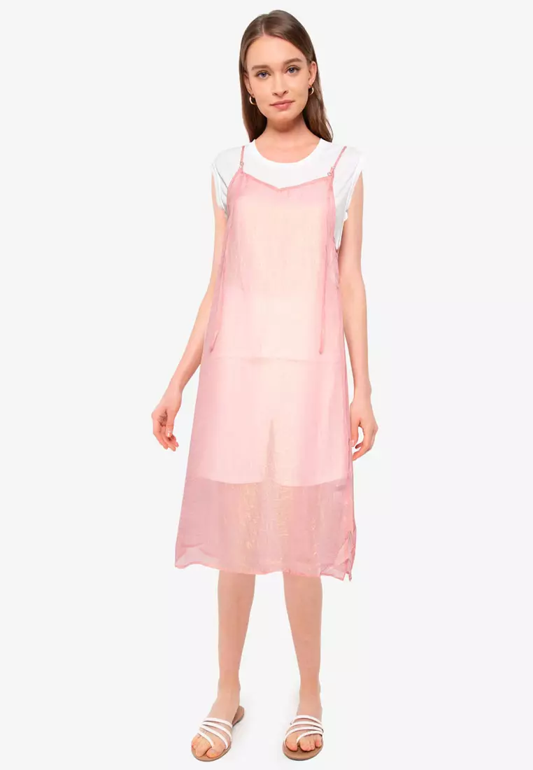 薄紗吊帶連身裙