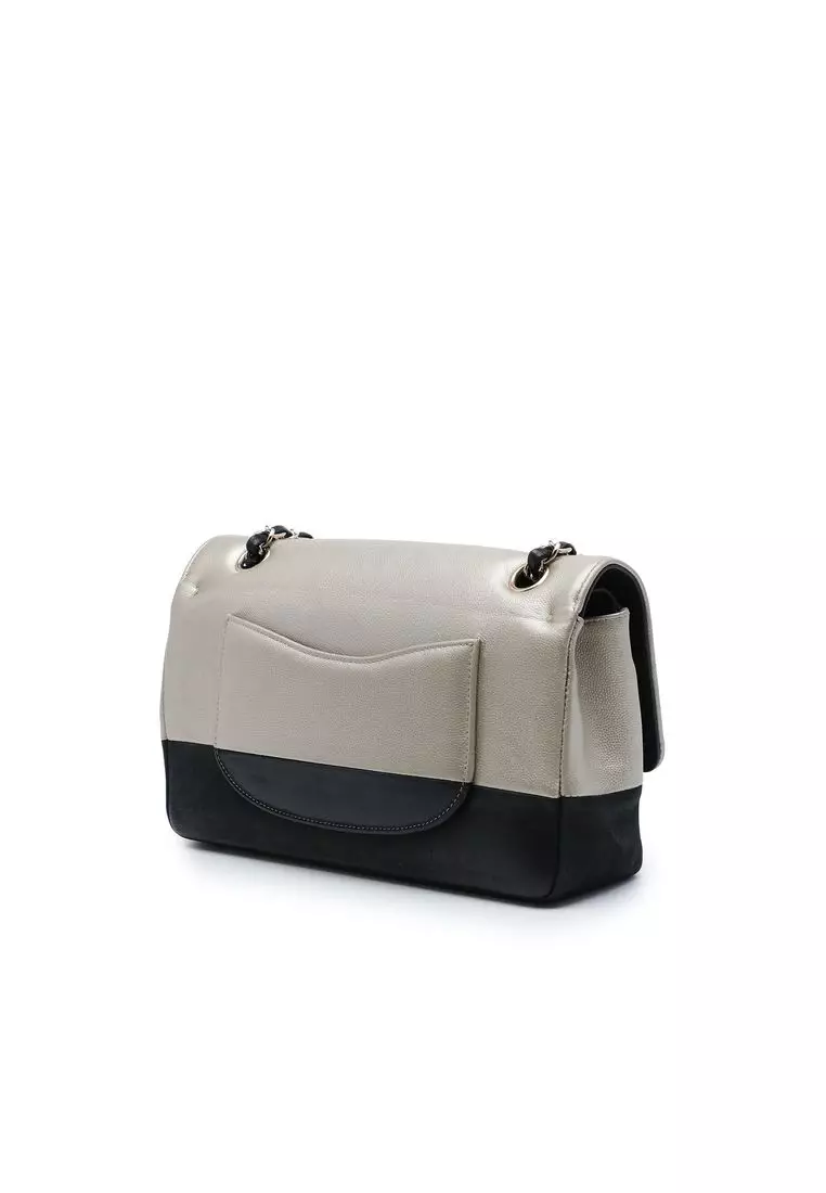 Pre-Loved Chanel Medium Classic Bicolor Caviar And Iridescent Calfskin Double Flap