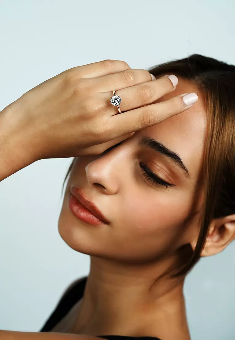 1.03ct Round Certified Lab Grown Diamond Petal Halo Engagement Ring with Pavé Band in 18K White Gold