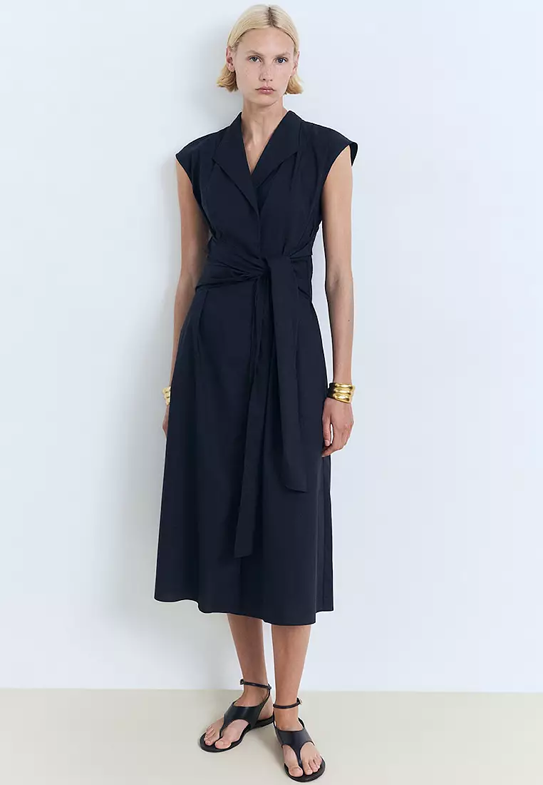 Womens Dresses Mango Blue Wrap Dress Asymmetrical Satin Dress