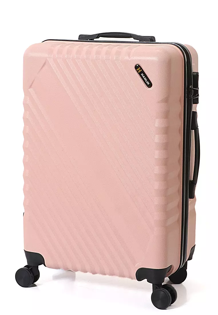 Isvara Tas Koper One Set Unisex Large Compartment Suitcase Number Code Locking Material Fiber ABS ORIGINAL - Pink Tua