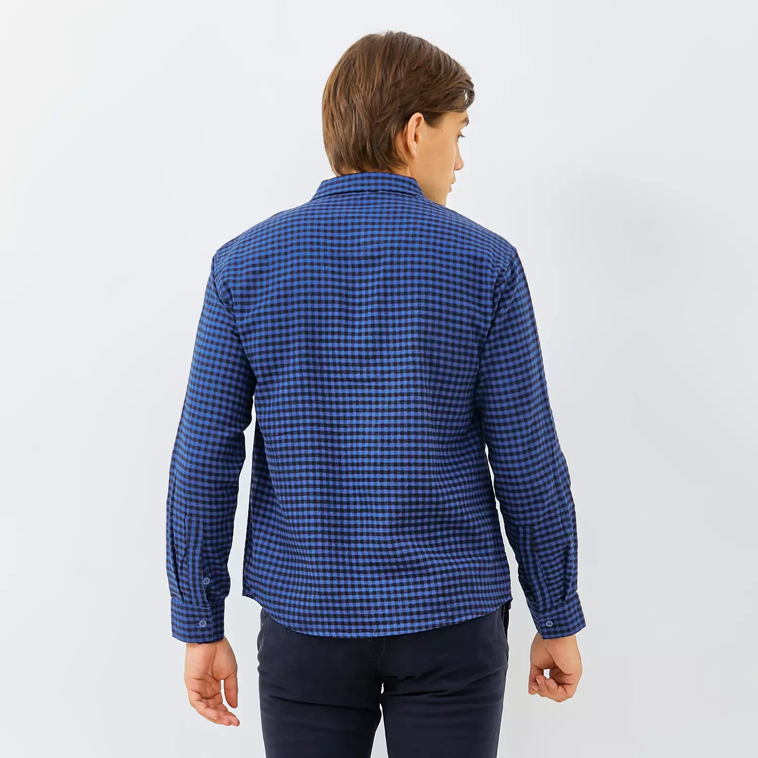 PAULMAY Kemeja Flanel Pria Lengan Panjang Biru 6706