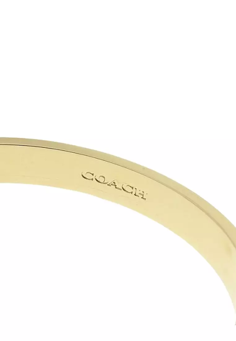 Signature Enamel Hinged Bangle Bracelet in Gold/ White CI904