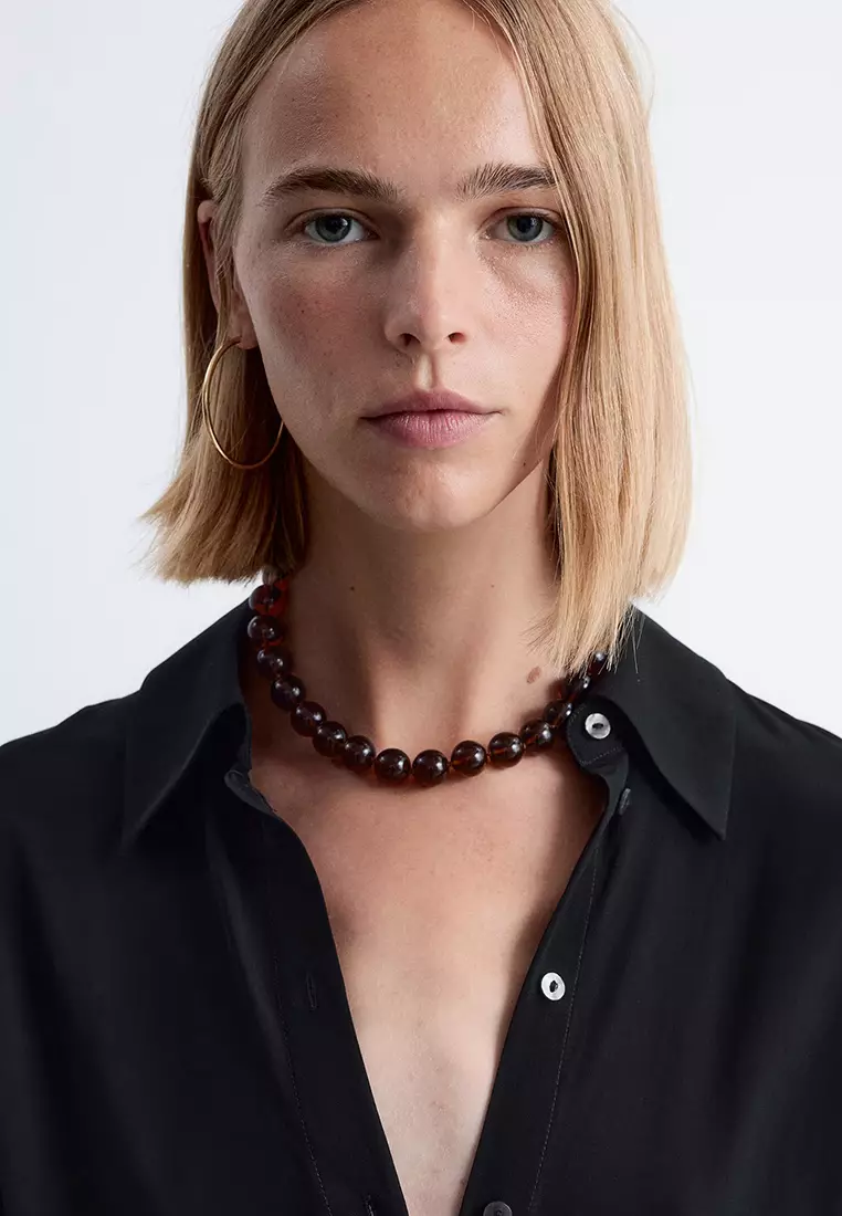 Tie-Detail Midi Shirt Dress