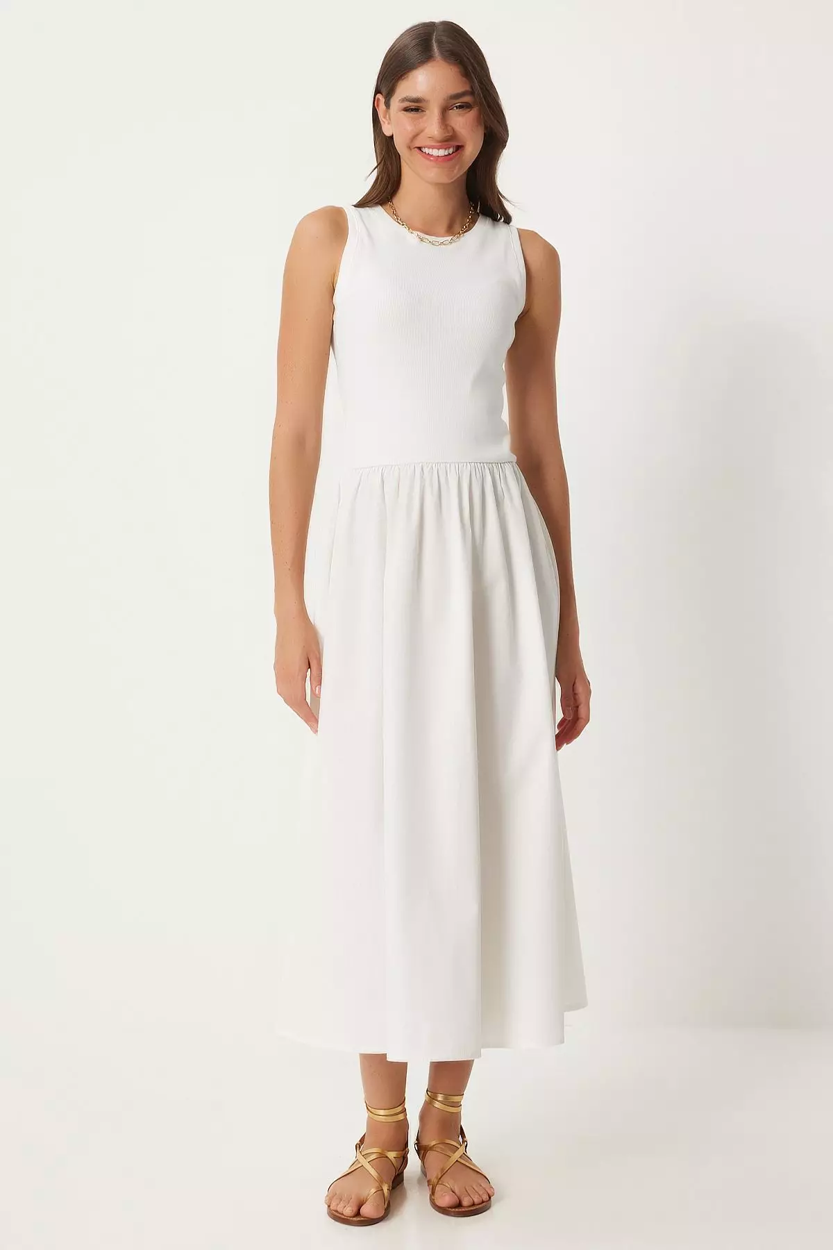 Cotton Sleeveless Midi Dress