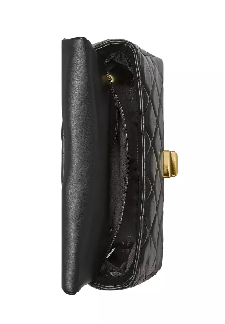 Carey Quilted Small Flap Crossbody Bag - Black