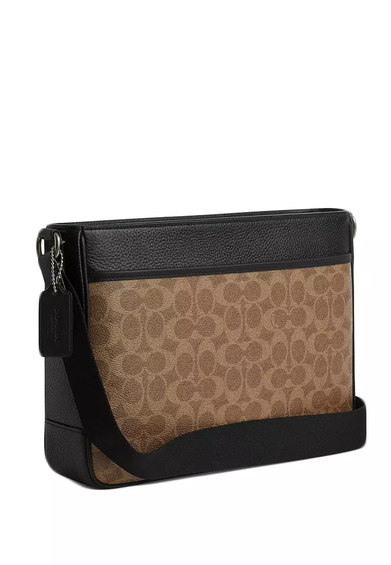 Mens District Crossbody Bag In Signature Canvas - Brown