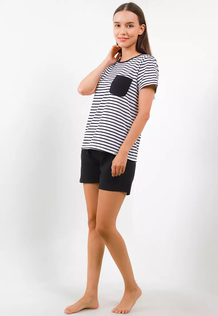 Pyjama Baju Tidur  Short Sleeve Short Mini Pants Sleepwear