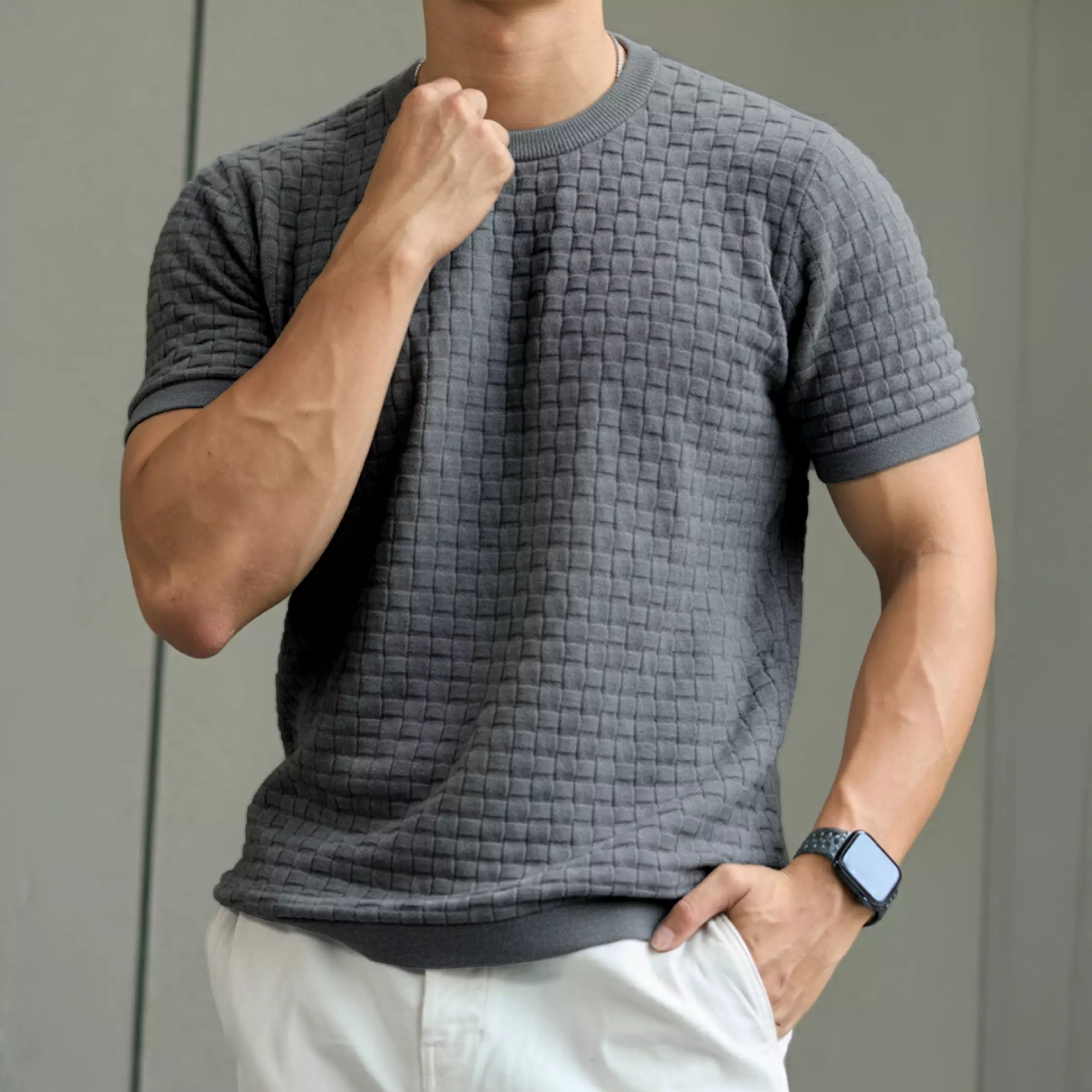 Kale OLIVER GREY / Atasan Rajut Pria / Sweater Rajut Tangan Pendek / Baju Pria