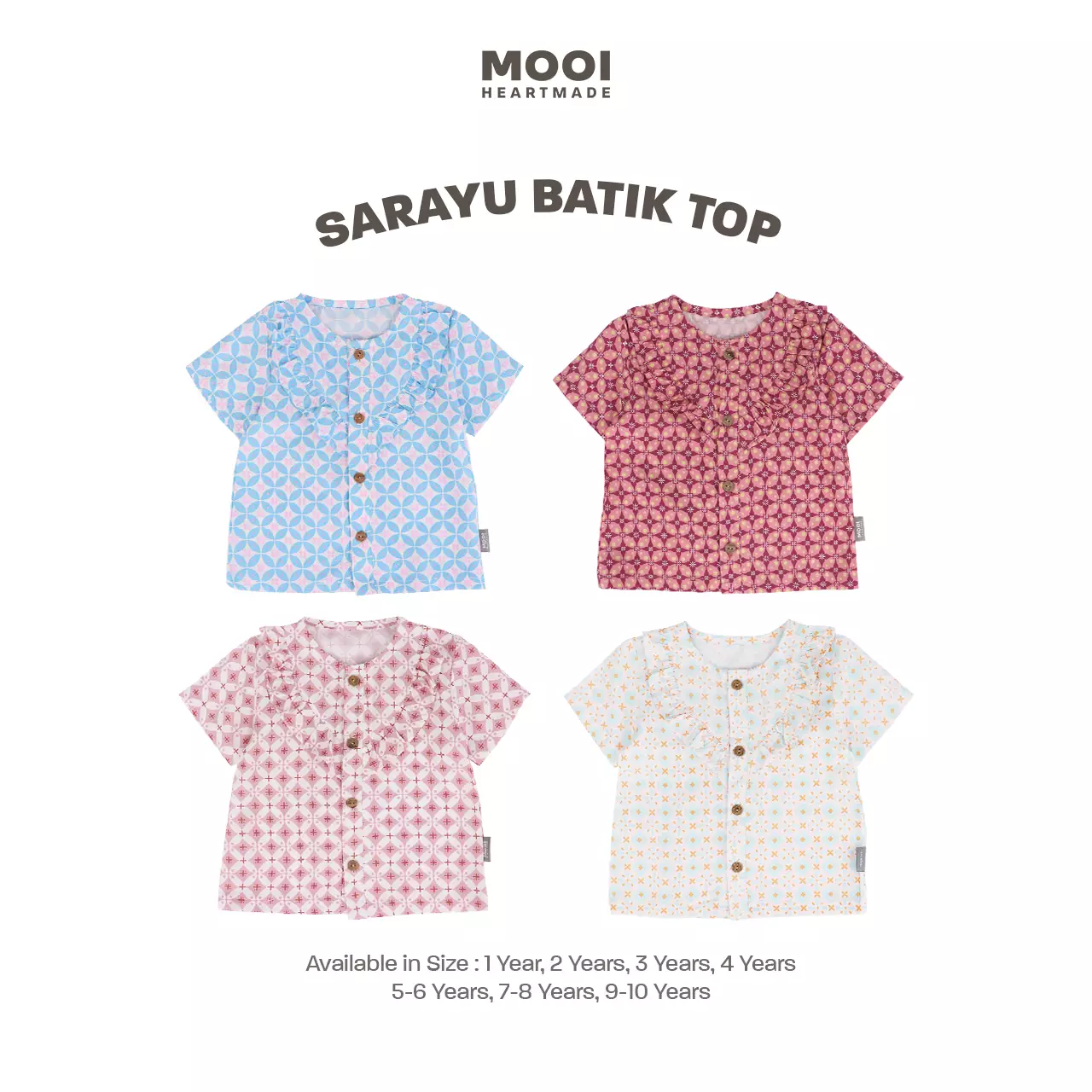 Mooi Atasan Batik Anak Perempuan Sarayu Batik Top - Nude Brown