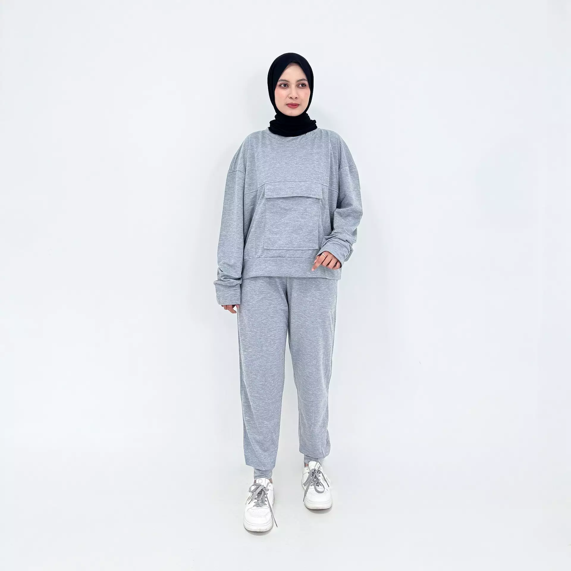 Raima Set Sporty Jogger Pants GREY Setelan Baju Olahraga Wanita