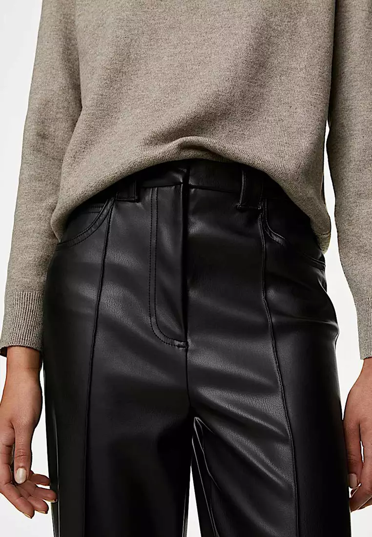 Leather Look Ankle Grazer Trousers