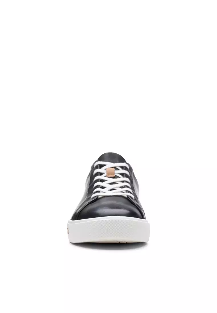 Womens Un Maui Lace Sneakers Black Leather - Wide Fit