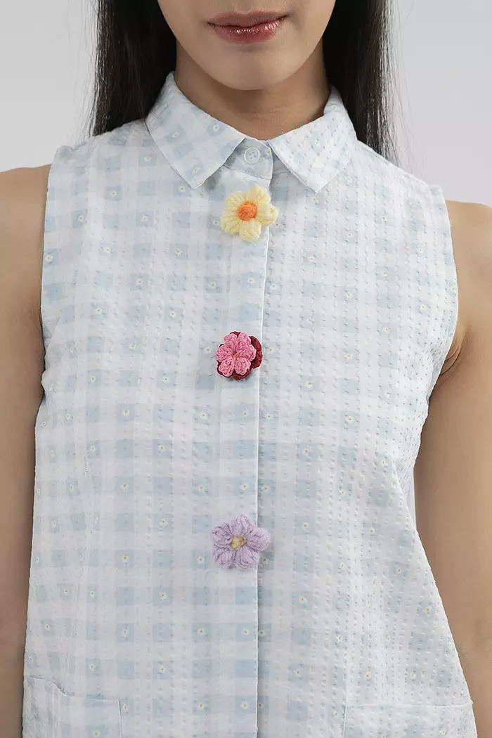 COTTONINK - Dress Wanita Light Blue Gingham Nies #SpringCollection2025