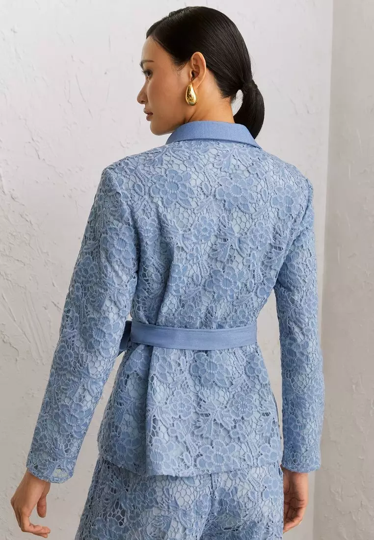 Frances Floral Lace Jacket - Blue
