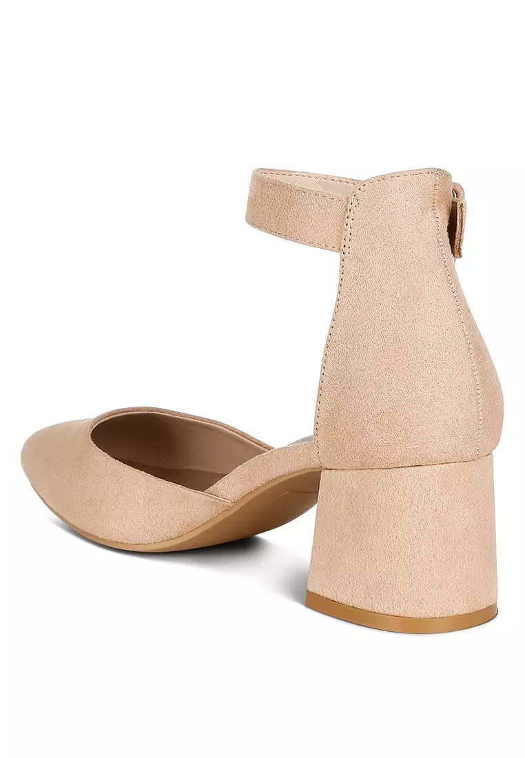 Sandal Santai Bertumit Sedang Warna Beige