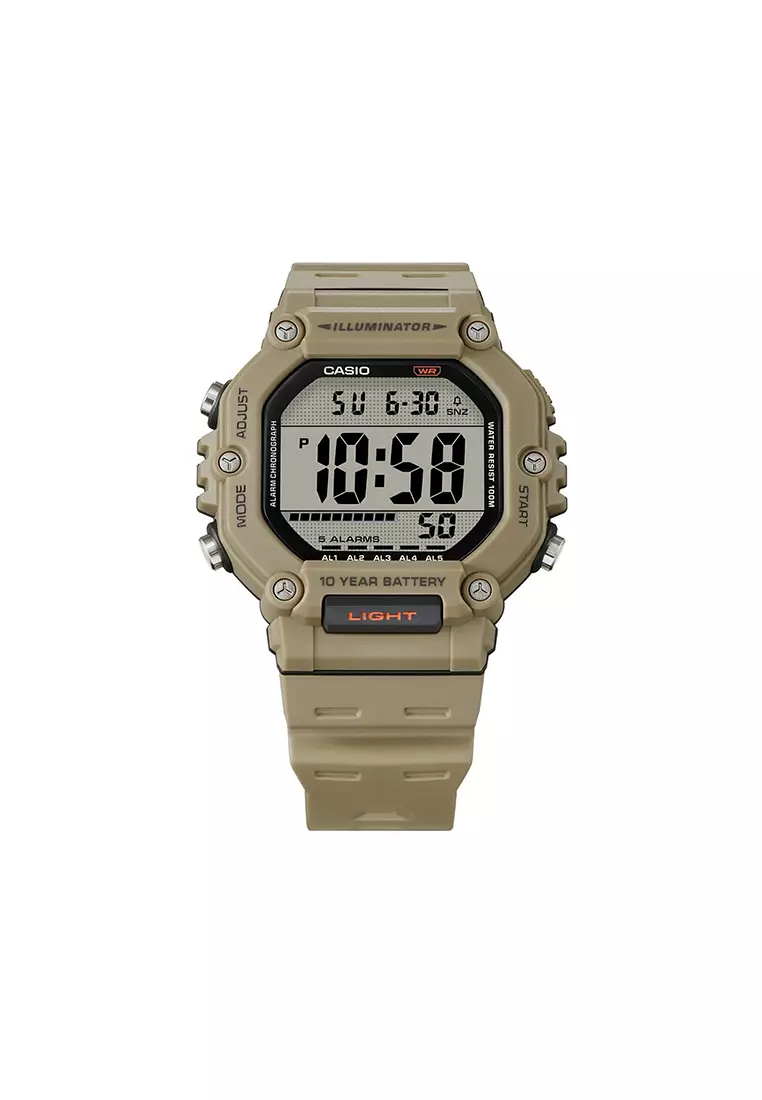 AE-1600H-5AV Men Digital Watch Brown Resin Strap