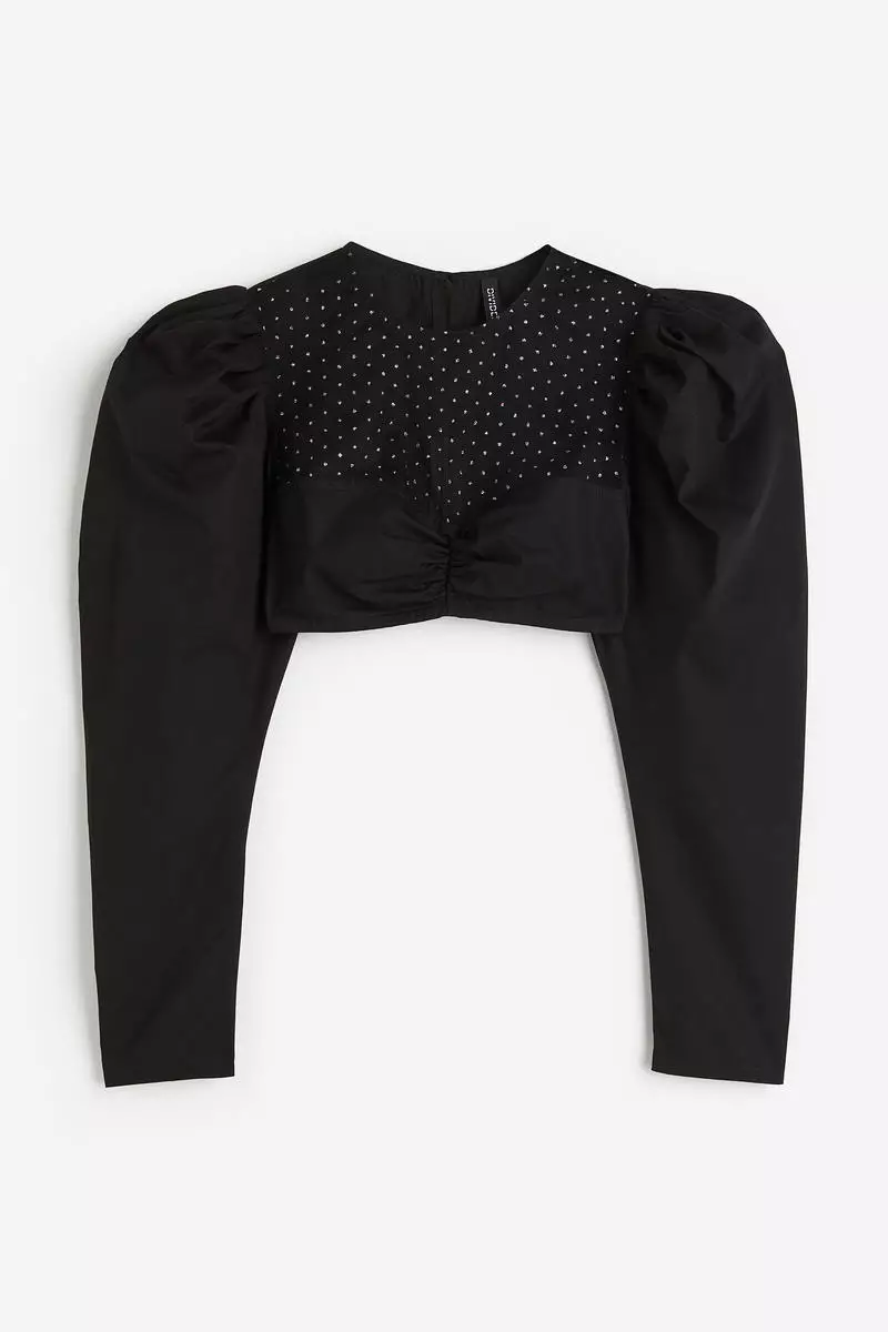 Rhinestone-embellished crop top