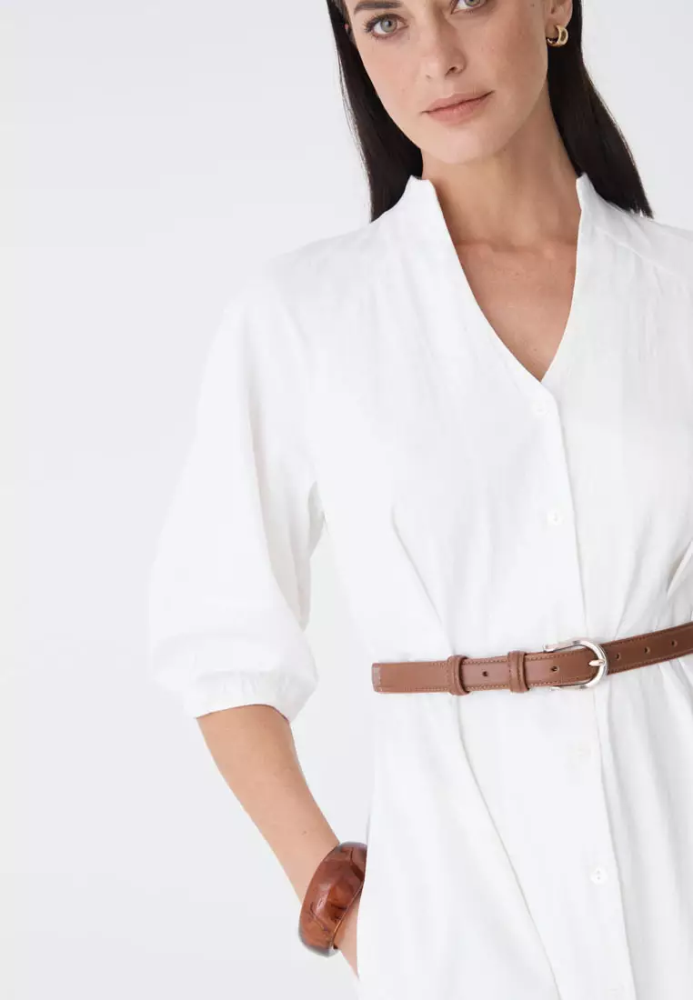 Lyn Lantern Sleeve Shirt Dress