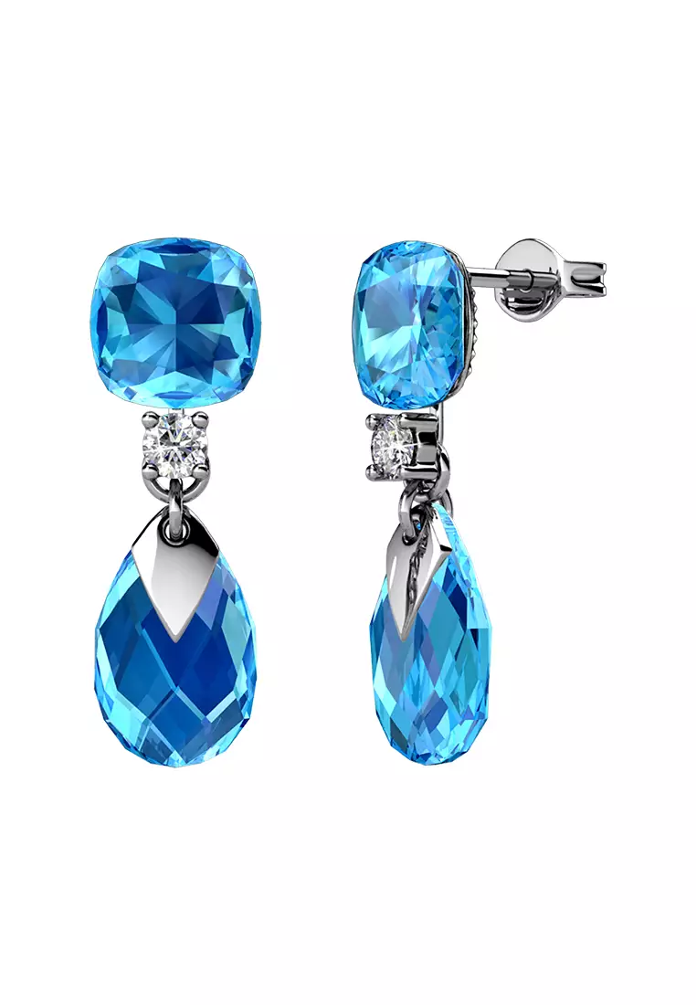 [Limited Edition] Crystalline Droplet Earring Blue - Anting Crystal Swarovski by Her Jewellery