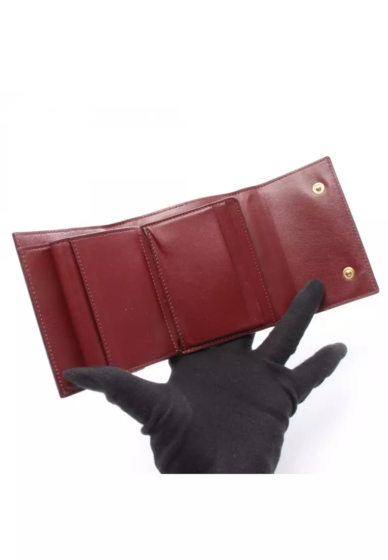 Pre-Loved Celine Small trifold wallet trifold wallet leather Bordeaux