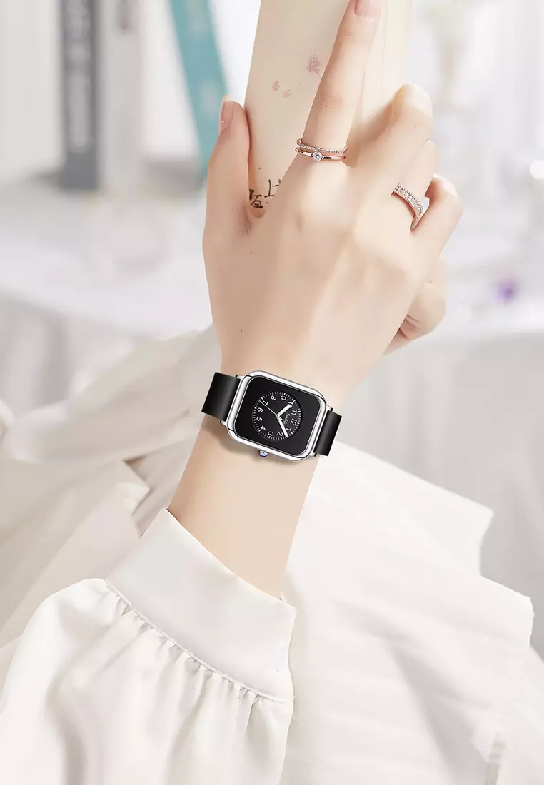 Jam Tangan Wanita Original Anggun Santai Wanita Tali Silikon Jam Tangan Cewek 9416-1 black