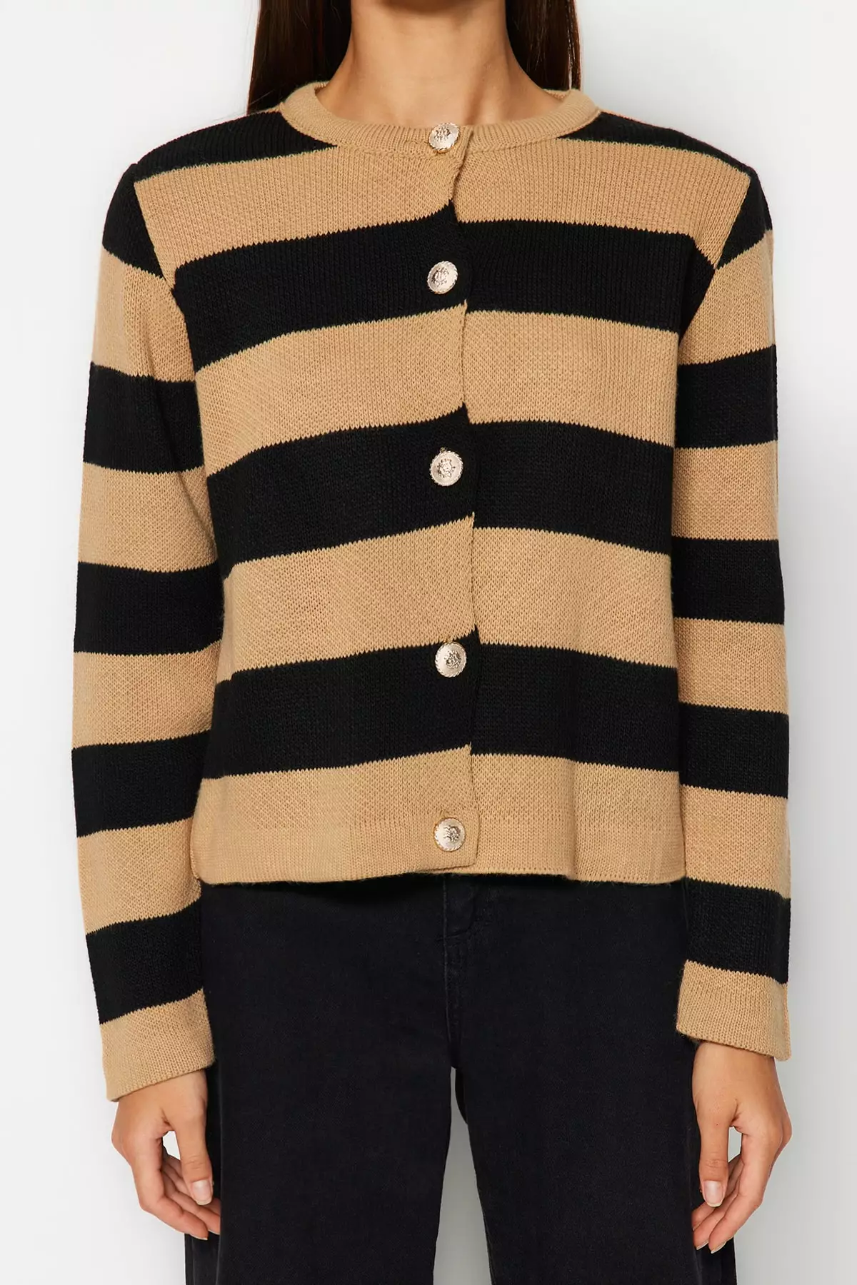 Striped Basic Knitwear Cardigan
