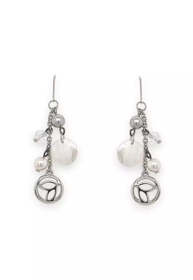 Simulated Pearl Bead Elegant Dangling Fishhook Earrings Sterling Silver 