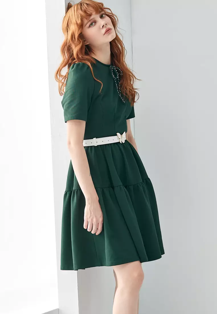 Short Sleeve Green Dress