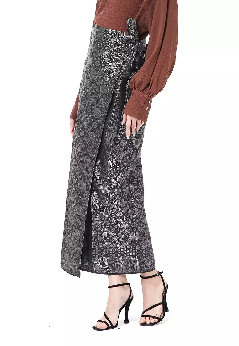 Olaf Rok Lilit Songket Batik Wanita Uniqe Design Material Viscose ORIGINAL - Black