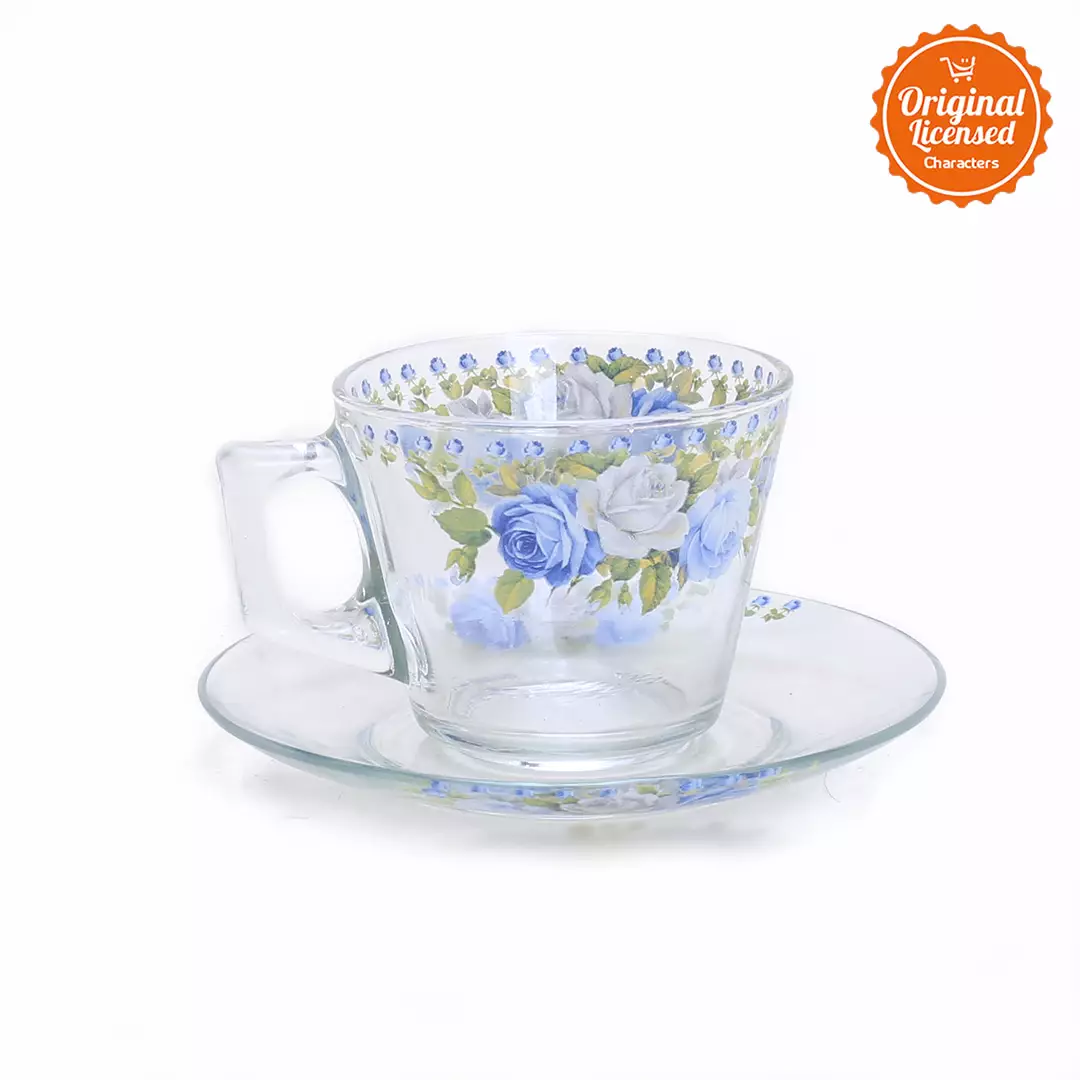 Briliant 8pcs Cup and Saucer Set Summer Blue Rose A