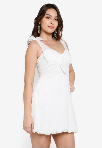 MISSGUIDED white Dobby Tie Front Dress 9A954AAD9EBECCGS_1