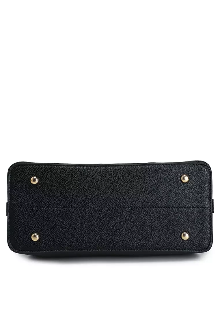 Pebbled Multi-Compartment Top Handle Bag