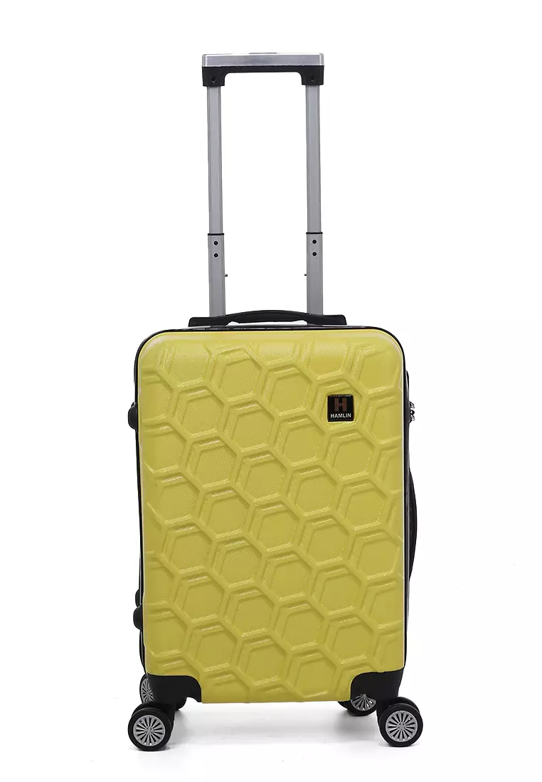 Carlton Koper Hardcase Desain Hexagon Size 20 Inch Suitcase Unisex with Rear Compartment Rubber Slot Material ABS+PVC Coated ORIGINAL - Yellow