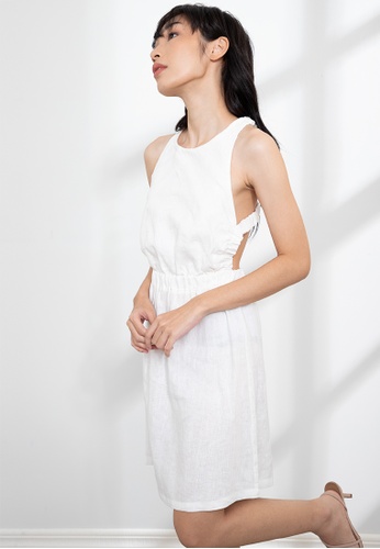 Origin by Zalora white Linen Cross Back Mini Dress CA2F3AA4F24A66GS_1