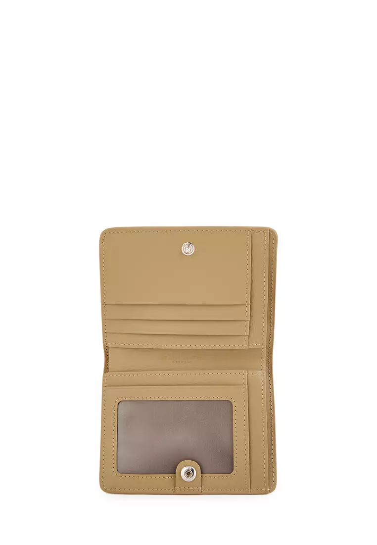 Cerule Bifold Small Wallet With External Coin Compartment In Curry